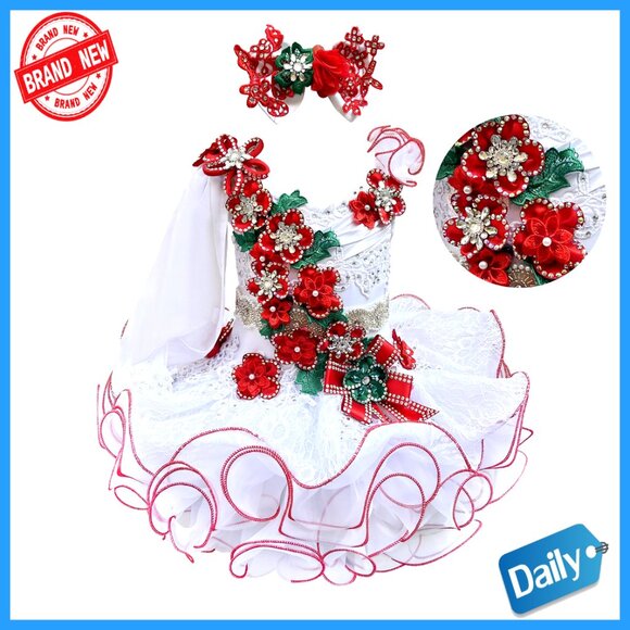 Handmade Beaded Pageant Dress for Girls Special Occasion Sleeve